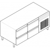 Стол холодильный низкий, GN1/1, L1.20м, без борта, 4 выд.секц., ножки, -2/+8С, нерж.сталь, дин.охл., агрегат справа.