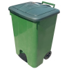 Контейнер для мусора 85л с педалью на колесах, пластик зеленый