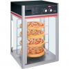 Витрина тепловая настольная, вертикальная, для пиццы, L0.57м, 4 полки, стекло с 3-х сторон, 1 дверь стекло, серая+черная, пароувлажнение